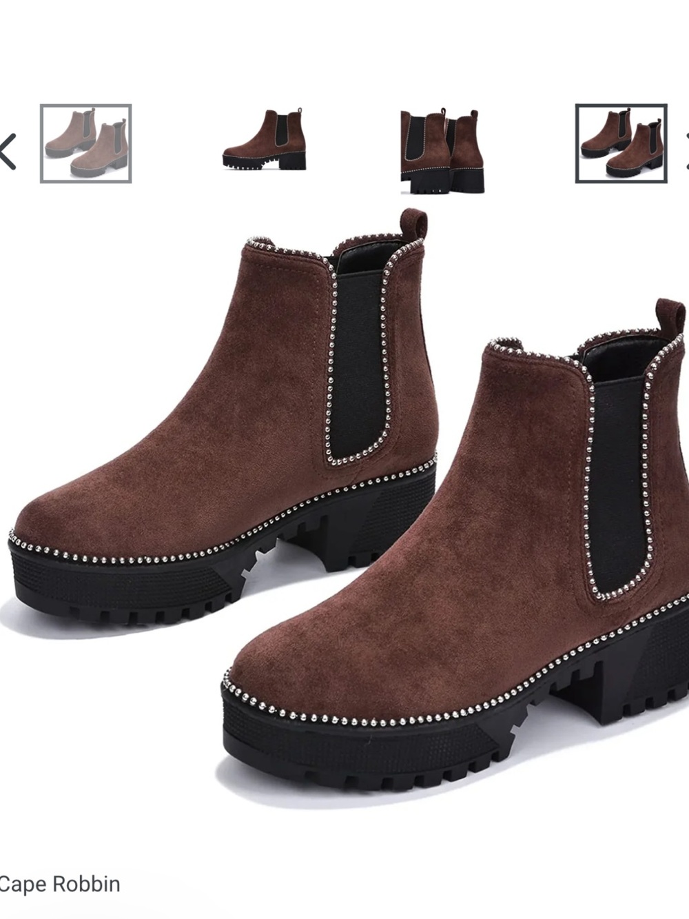 Cape Robbin Brown Suede Studded Chelsea Ankle Boots